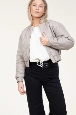 Best Ibana Leather Padded Jacket Jeromy | Taupe... | | Little Soho