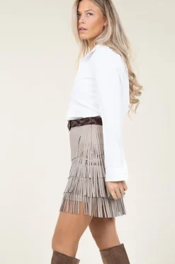 New Ibana Leather Skirt With Frills Sivan | Taupe... | | Little Soho