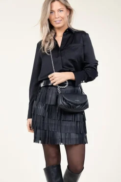 Fashion Ibana Leather Skirt With Frills Sivan | Black... | | Little Soho