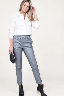 Best STUDIO AR Leather Stretch Jogger Naomi | Silver... | | Little Soho