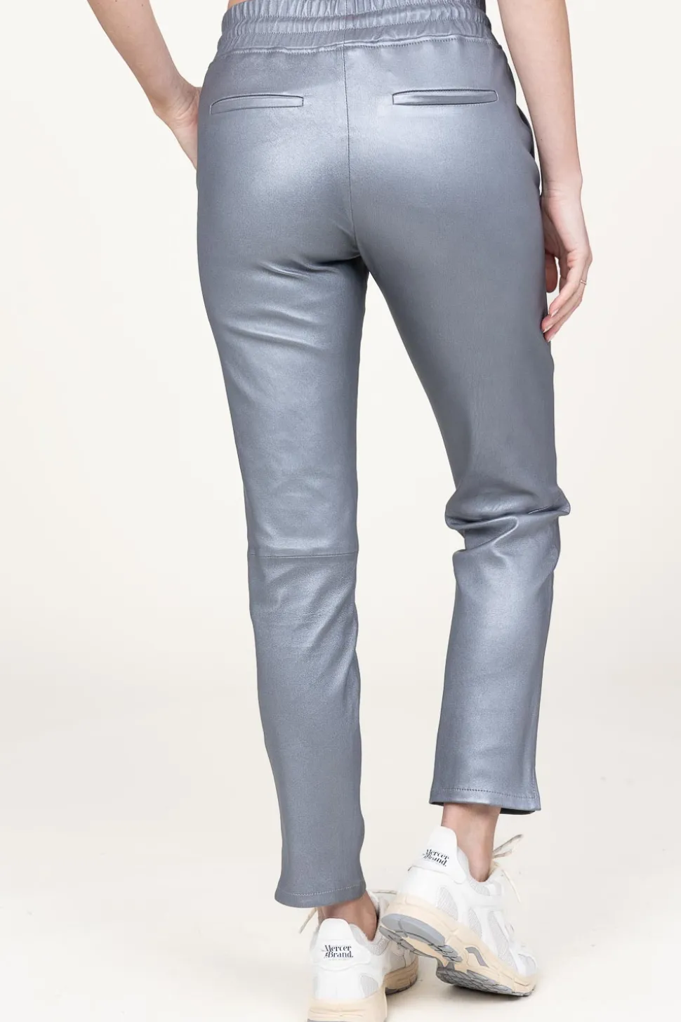 Best STUDIO AR Leather Stretch Jogger Naomi | Silver... | | Little Soho