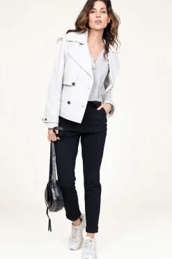 Cheap STUDIO AR Leather Trenchcoat Anza | White... | | Little Soho