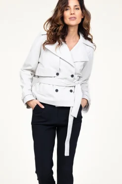 Cheap STUDIO AR Leather Trenchcoat Anza | White... | | Little Soho