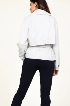 Cheap STUDIO AR Leather Trenchcoat Anza | White... | | Little Soho