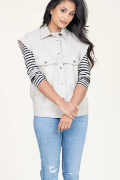 Shop Alter Ego Leather Waistcoat Caro | Natural... | | Little Soho