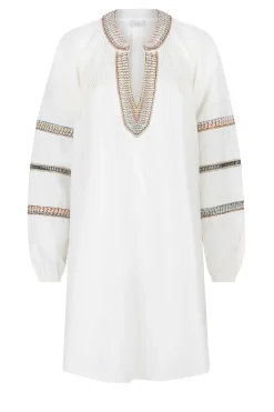 Online Dante 6 Linen Blend Dress With Embroidery Zaziu | Natural... | | Little Soho