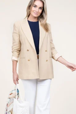 Flash Sale Twinset Linen Double-Breasted Blazer Milou | Beige... | | Little Soho