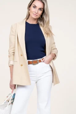 Flash Sale Twinset Linen Double-Breasted Blazer Milou | Beige... | | Little Soho