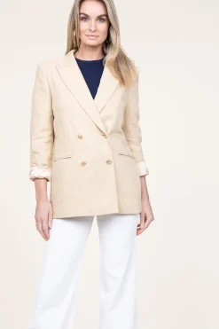 Flash Sale Twinset Linen Double-Breasted Blazer Milou | Beige... | | Little Soho