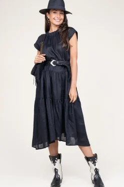 Shop Greek Archaic Kori Linen Dress Grace | Black... | | Little Soho