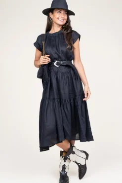 Shop Greek Archaic Kori Linen Dress Grace | Black... | | Little Soho