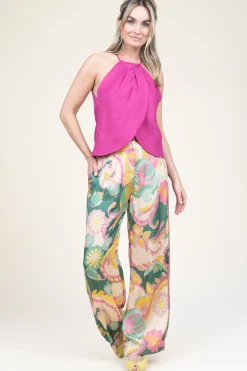 Best Sale Greek Archaic Kori Linen Halter Top Pam | Pink... | | Little Soho