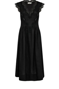 Discount Copenhagen Muse Linen Maxi Dress With Lace Natuli | Black... | | Little Soho