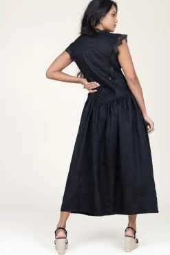 Discount Copenhagen Muse Linen Maxi Dress With Lace Natuli | Black... | | Little Soho