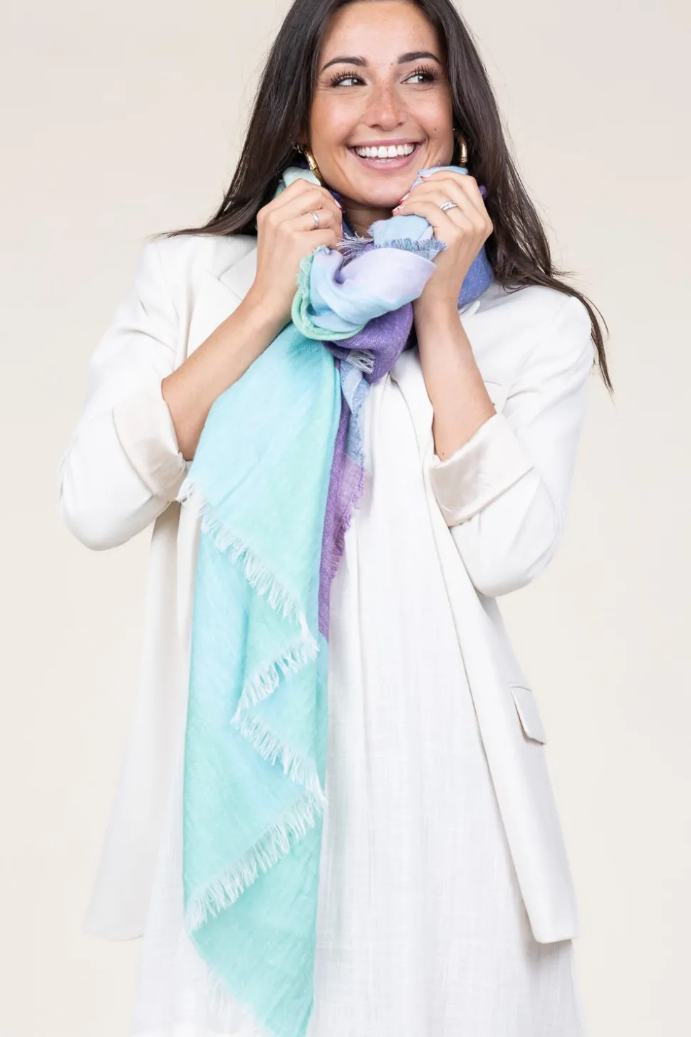 Cheap Moment Amsterdam Linen Mix Scarf With Print Tara | Multi... | | Little Soho