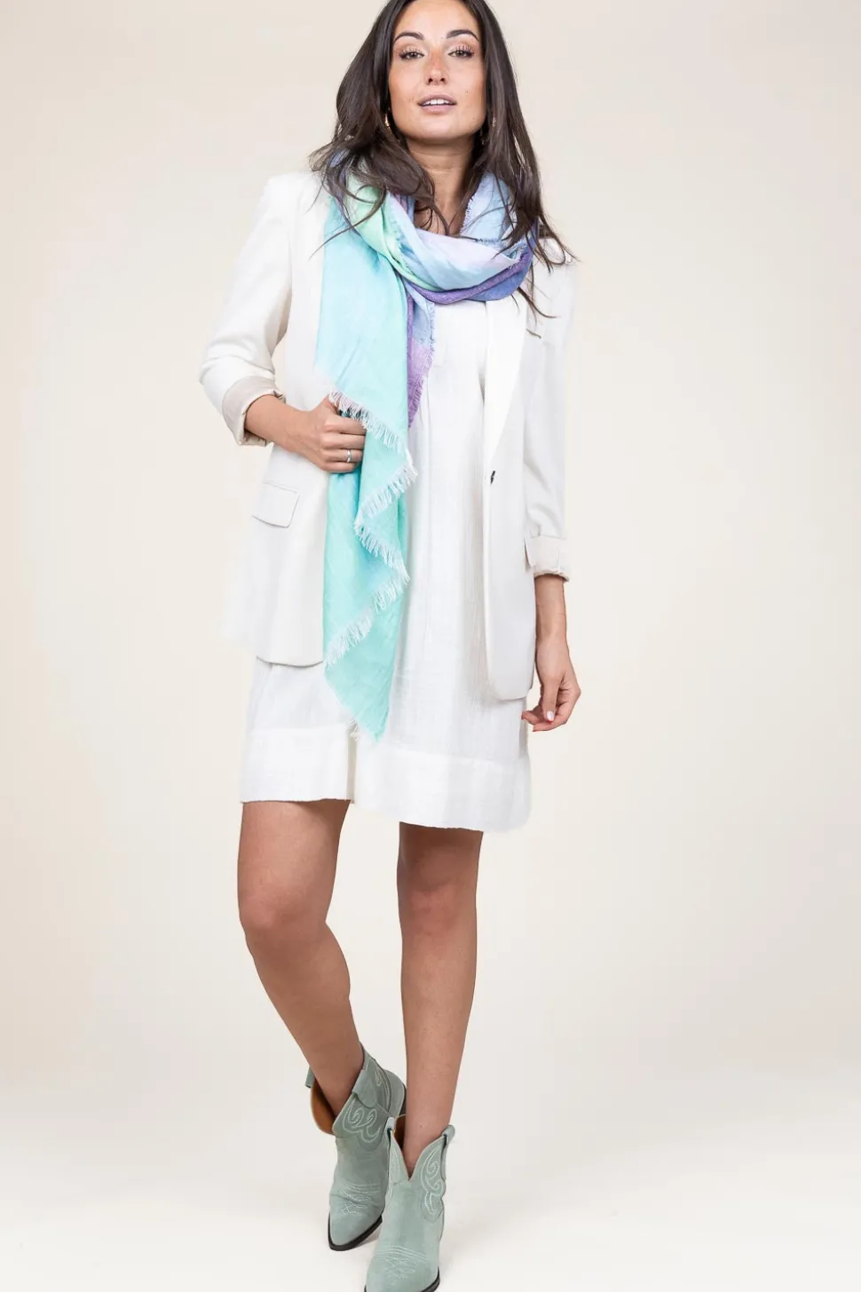 Cheap Moment Amsterdam Linen Mix Scarf With Print Tara | Multi... | | Little Soho