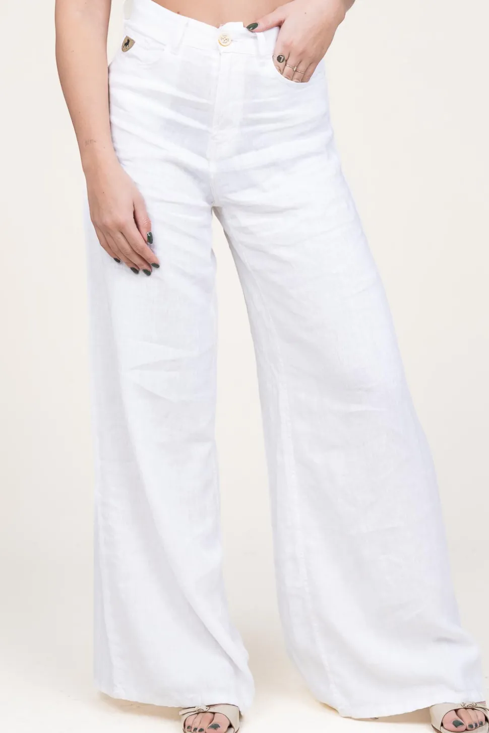 Store Lois Jeans Linen Mix Wide Leg Pants Marlene | White... | | Little Soho