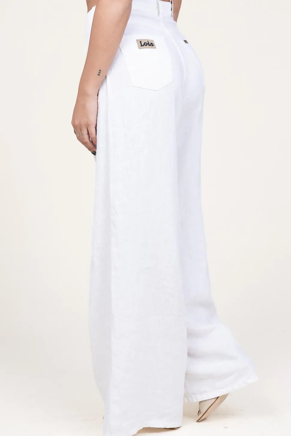 Store Lois Jeans Linen Mix Wide Leg Pants Marlene | White... | | Little Soho