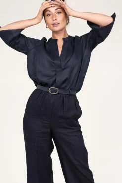 New Greek Archaic Kori Linen Top Sena | Black... | | Little Soho