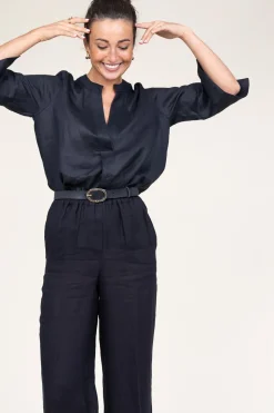 New Greek Archaic Kori Linen Top Sena | Black... | | Little Soho