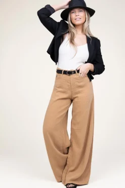 Cheap Lois Jeans Linen Wide Leg Pants Marlene | Camel... | | Little Soho