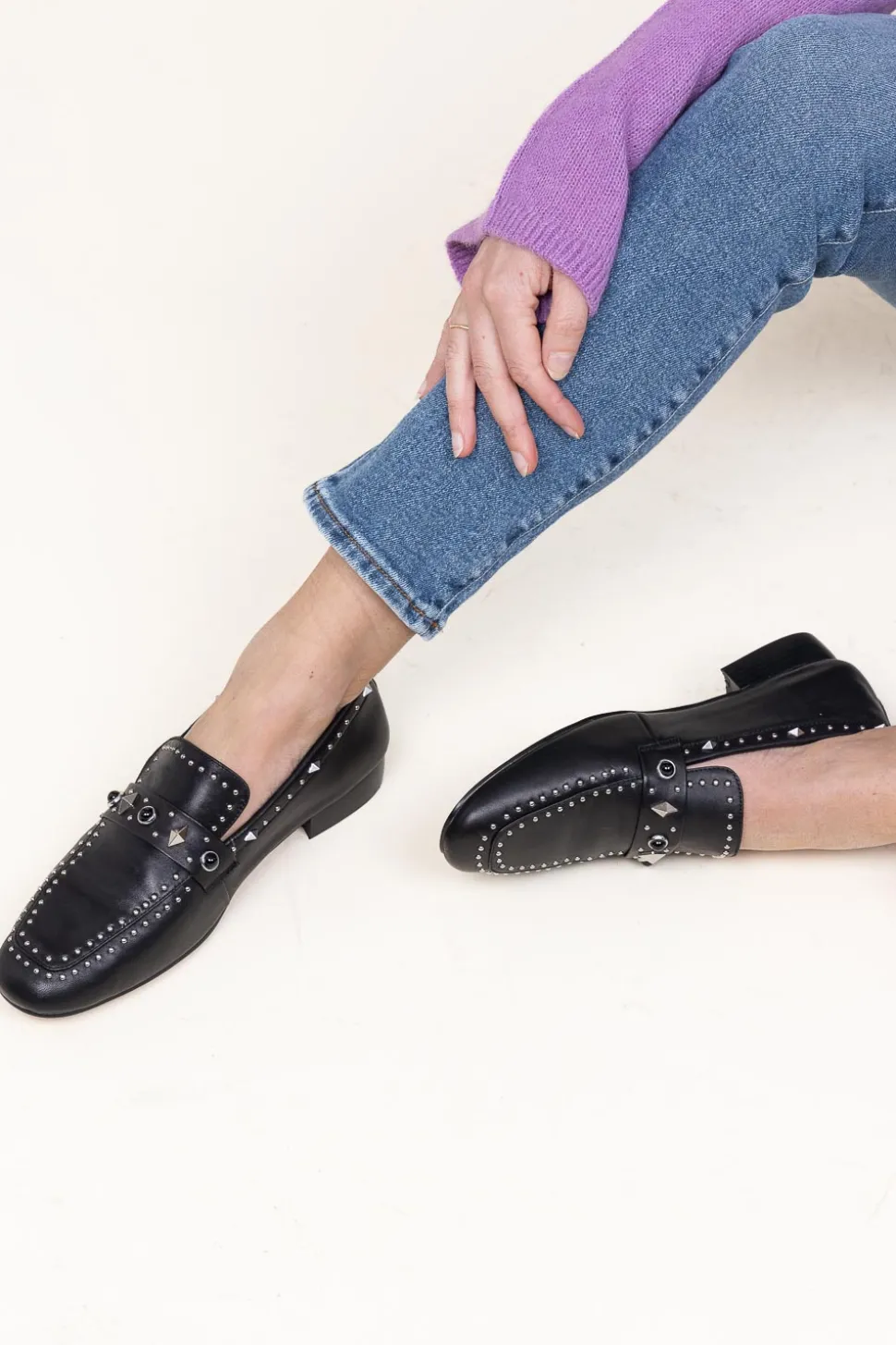 Best Sale Toral Loafers With Studs Suzanna | Black... | | Little Soho