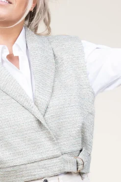 Online Aaiko Lurex Jacquard Waistcoat Letica | Green... | | Little Soho