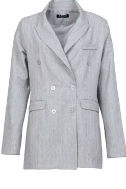 Cheap D-ETOILES CASIOPE Lurex Linen Double Breasted Blazer Grace | Grey... | | Little Soho
