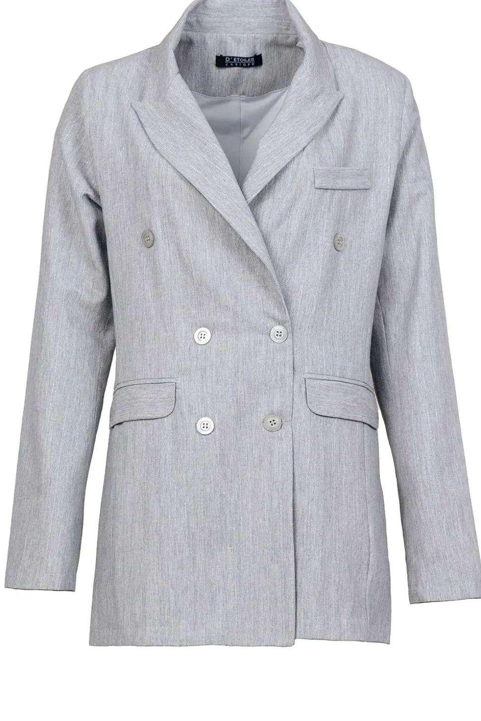 Cheap D-ETOILES CASIOPE Lurex Linen Double Breasted Blazer Grace | Grey... | | Little Soho