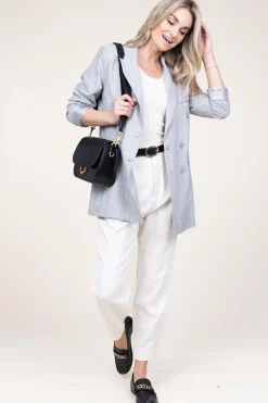 Cheap D-ETOILES CASIOPE Lurex Linen Double Breasted Blazer Grace | Grey... | | Little Soho