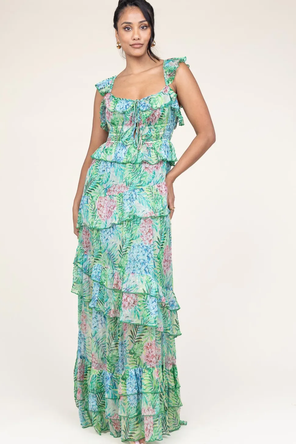 Outlet Ibana Lurex Maxi Dress With Print Danessa | Green... | | Little Soho