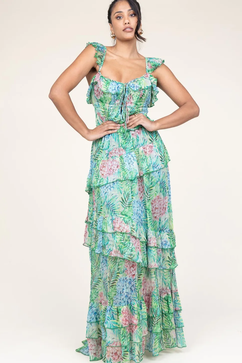 Outlet Ibana Lurex Maxi Dress With Print Danessa | Green... | | Little Soho