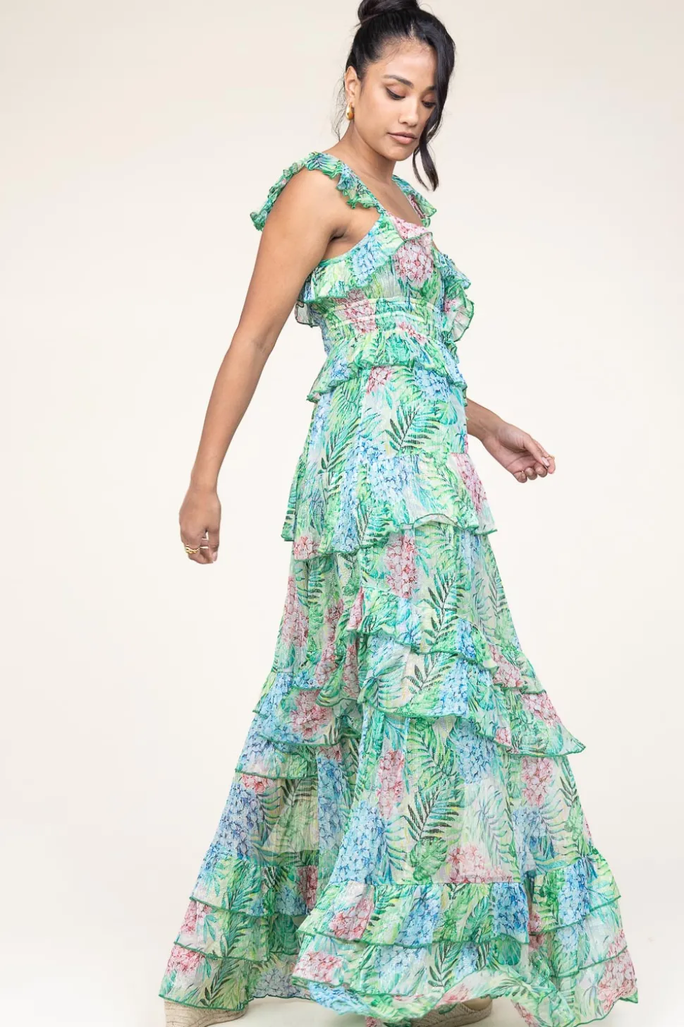 Outlet Ibana Lurex Maxi Dress With Print Danessa | Green... | | Little Soho