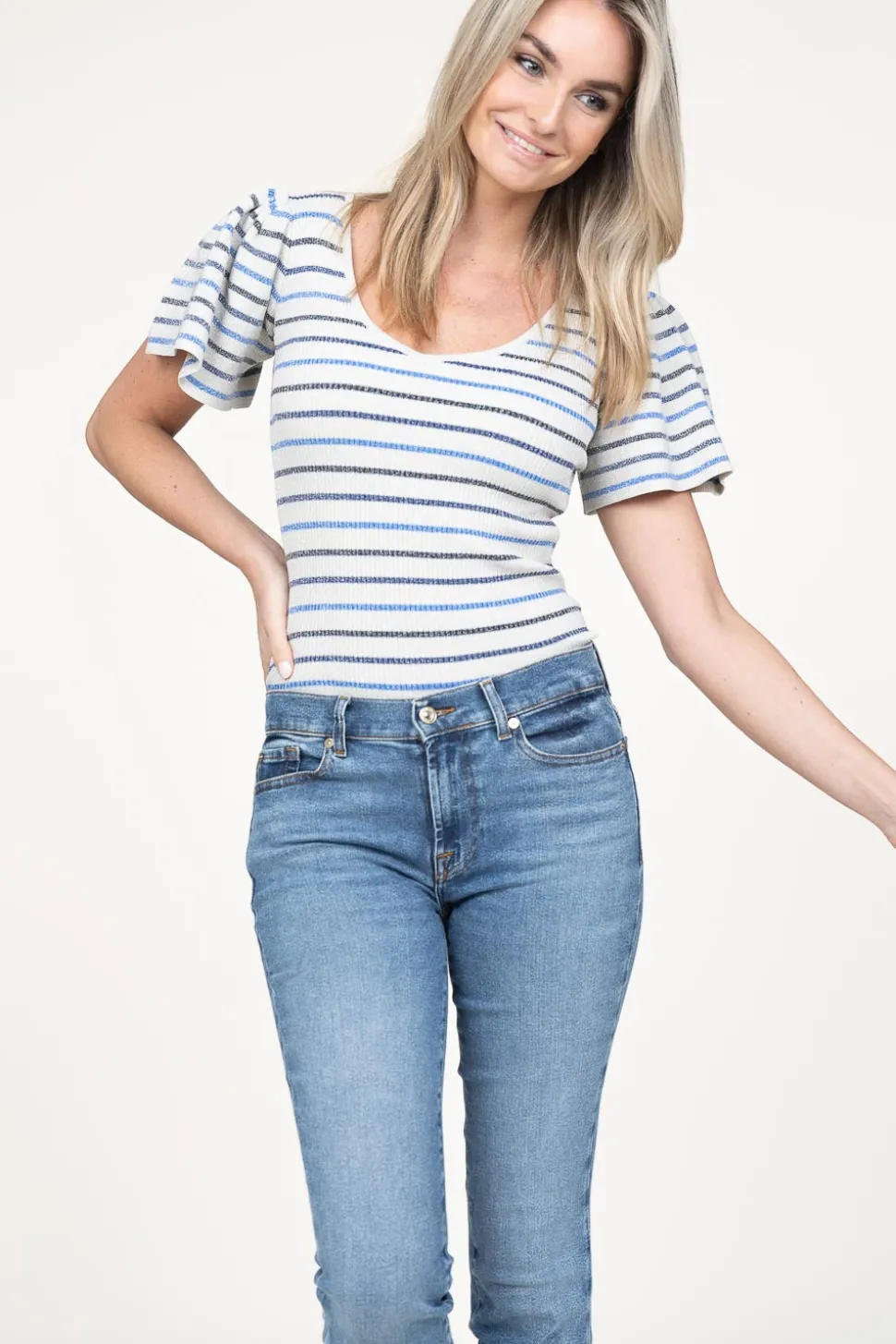 Outlet Ibana Lurex Top With Puffed Sleeves Thaira | Natural... | | Little Soho