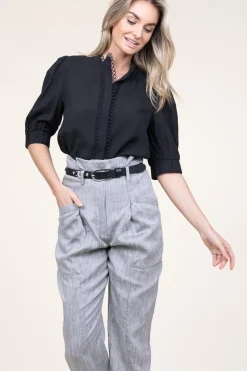 Best Sale Copenhagen Muse Lyocell Blouse With Lace Molly | Black... | | Little Soho