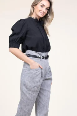 Best Sale Copenhagen Muse Lyocell Blouse With Lace Molly | Black... | | Little Soho