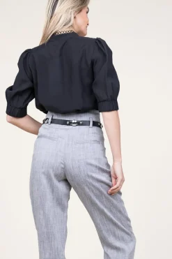 Best Sale Copenhagen Muse Lyocell Blouse With Lace Molly | Black... | | Little Soho