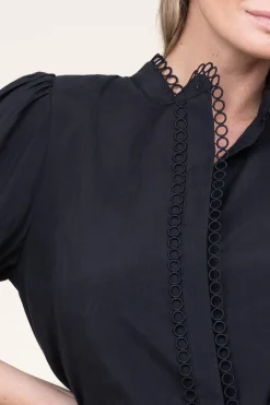 Best Sale Copenhagen Muse Lyocell Blouse With Lace Molly | Black... | | Little Soho