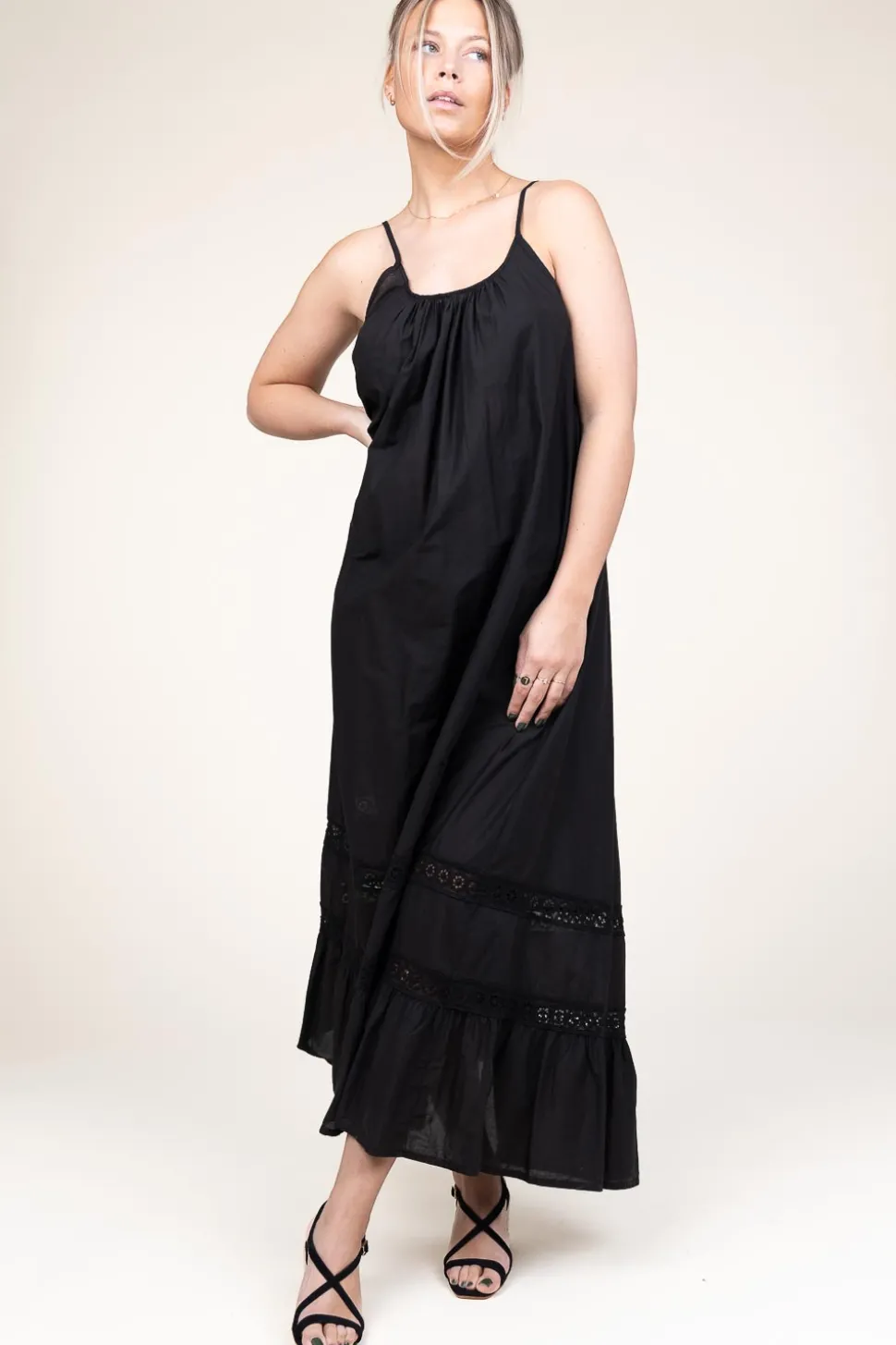 Fashion Kocca Maxi Dress With Lace Detail Huliana | Black... | | Little Soho