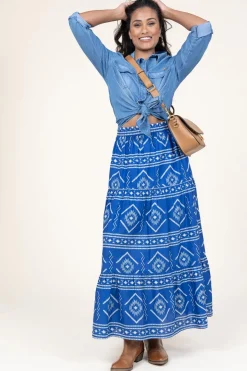 Hot Lollys Laundry Maxi Skirt With Print Sunset | Blue... | | Little Soho
