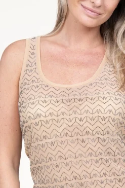 Clearance Patrizia Pepe Mesh Top With Logo Lia | Beige... | | Little Soho