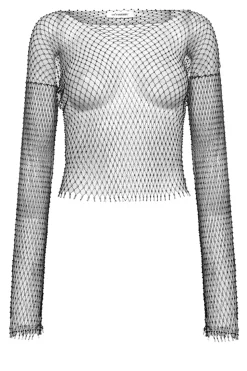 Cheap Co'Couture Mesh Top With Sequins Krystal | Black... | | Little Soho