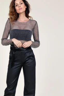 Cheap Co'Couture Mesh Top With Sequins Krystal | Black... | | Little Soho
