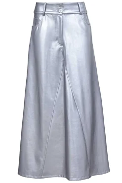 Store D-ETOILES CASIOPE Metallic Faux Leather Skirt Gloria | Silver... | | Little Soho