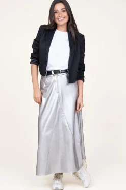 Store D-ETOILES CASIOPE Metallic Faux Leather Skirt Gloria | Silver... | | Little Soho