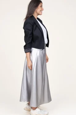Store D-ETOILES CASIOPE Metallic Faux Leather Skirt Gloria | Silver... | | Little Soho