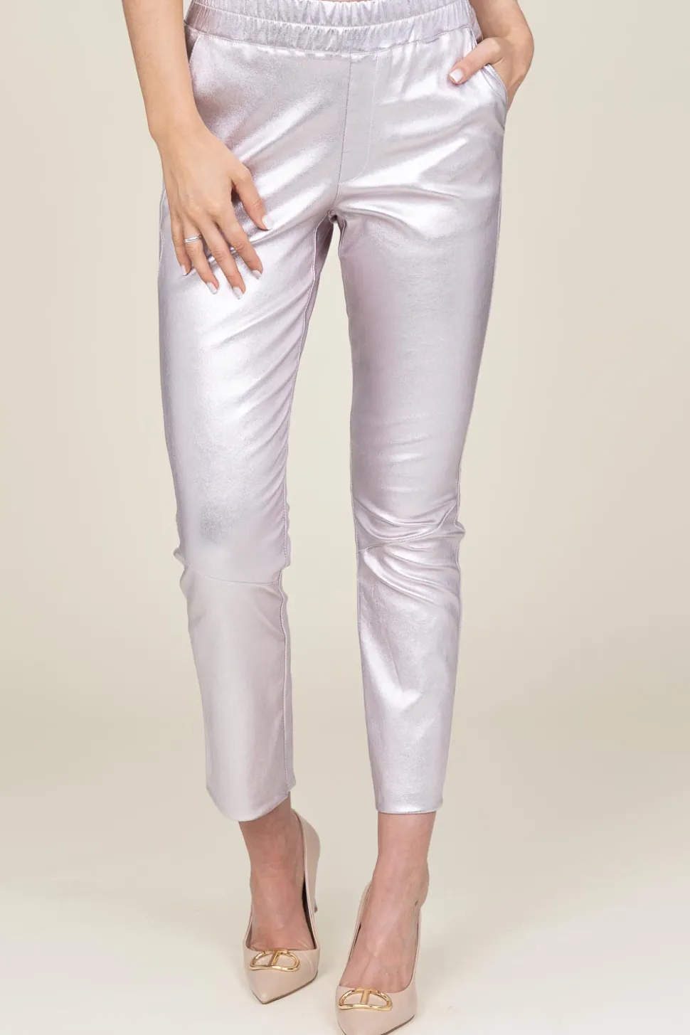 Best Ibana Metallic Stretch Leather Pants Pablo | Pink... | | Little Soho
