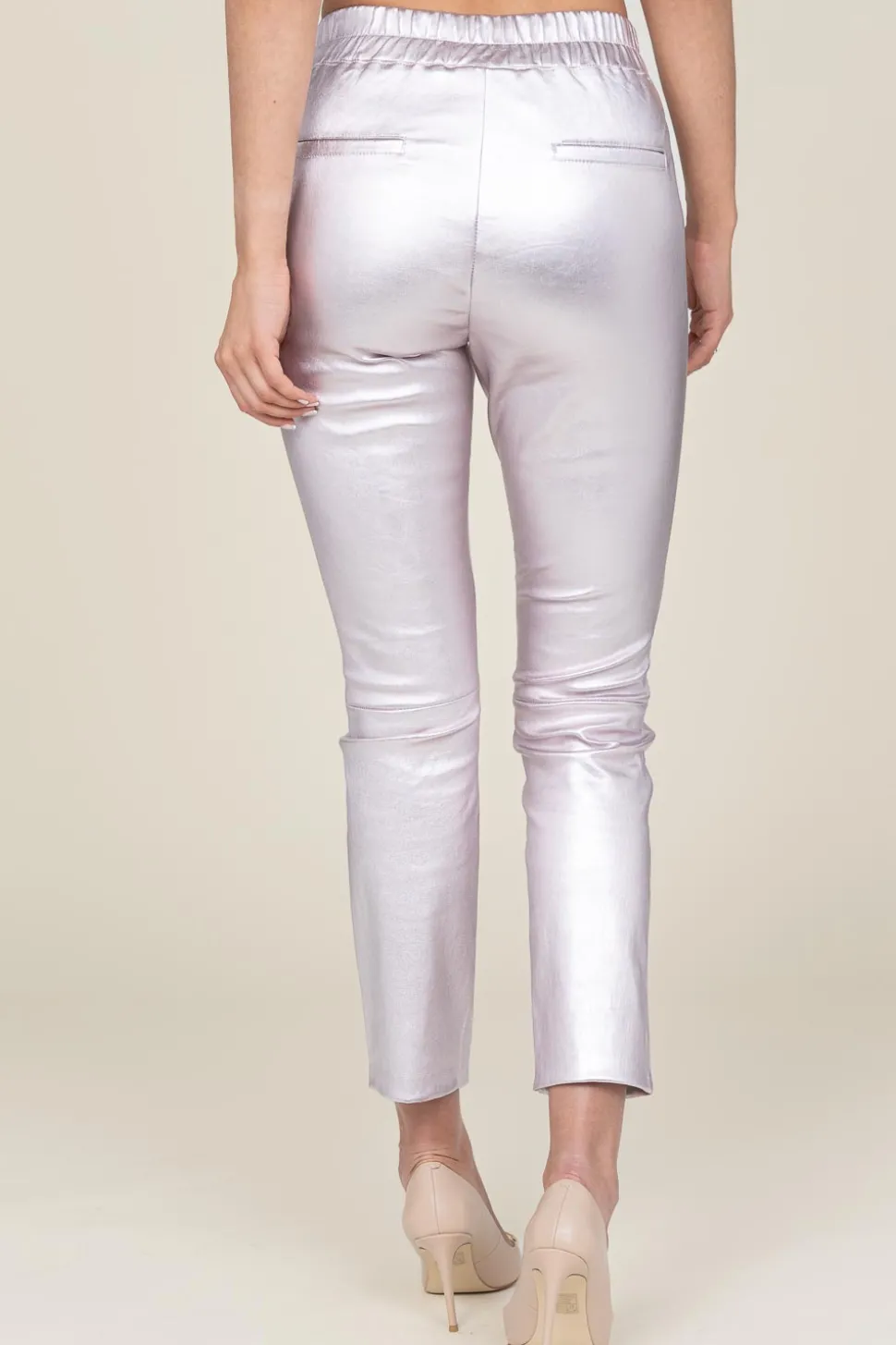 Best Ibana Metallic Stretch Leather Pants Pablo | Pink... | | Little Soho