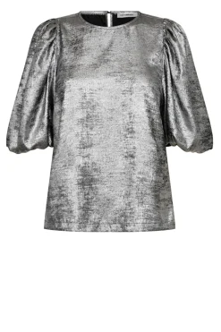 Outlet Co'Couture Metallic Top With Puffed Sleeves Chloe | Silver... | | Little Soho