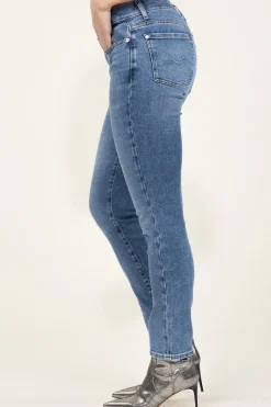 Hot 7 For All Mankind Mid Waist Skinny Jeans Roxanne | Blue... | | Little Soho